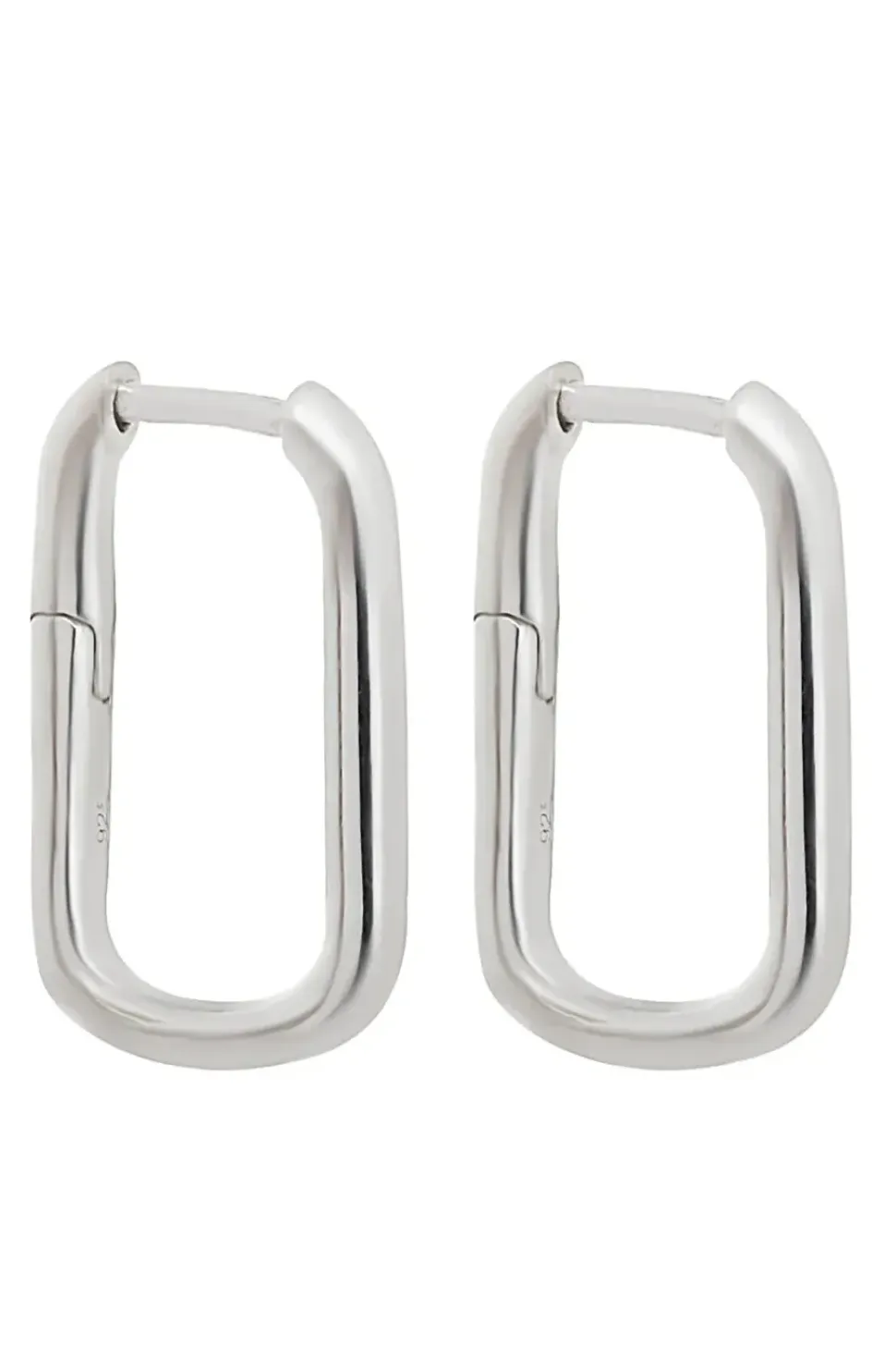 Sterling Silver 925 Mini Rectangle Hoop Earrings