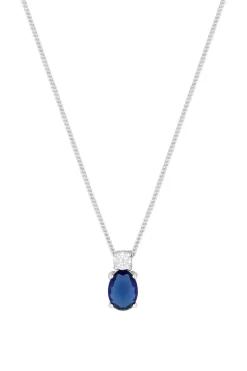 Sterling Silver 925 Mini Sapphire Cubic Zirconia Pendant Necklace