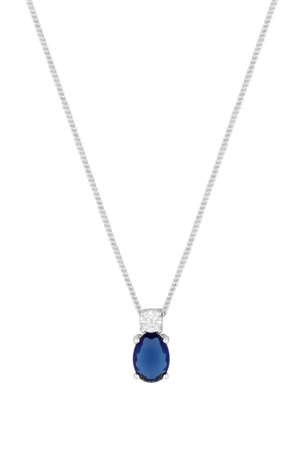 Sterling Silver 925 Mini Sapphire Cubic Zirconia Pendant Necklace