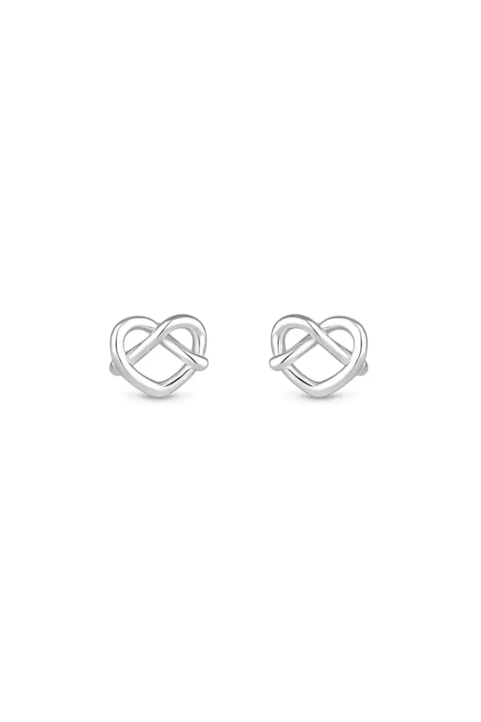 Sterling Silver 925 Open Crossover Heart Stud Earrings