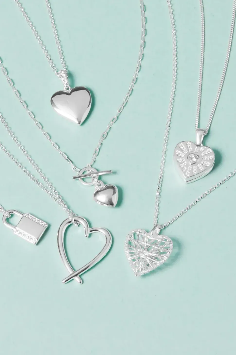 Sterling Silver 925 Open Heart Pendant Necklace