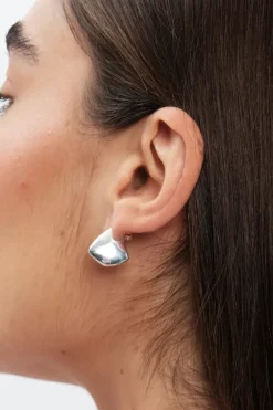Sterling Silver 925 Polished And Crystal Kiss Stud Earrings
