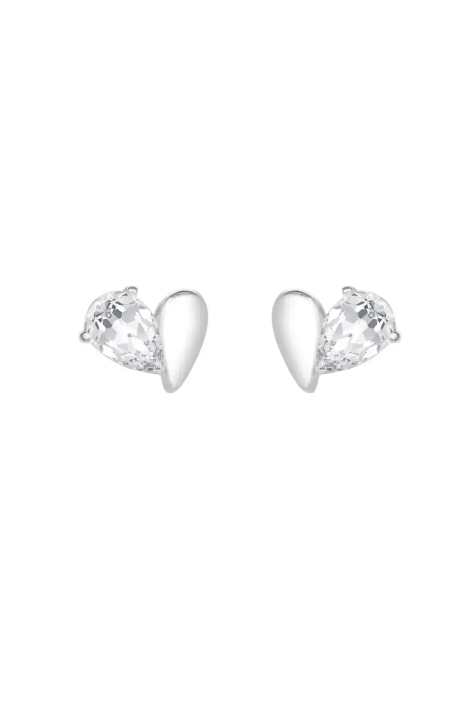 Sterling Silver 925 Polished And Cubic Zirconia Heart Stud Earrings