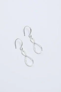 Sterling Silver 925 Polished And Cubic Zirconia Infinity Drop Earrings