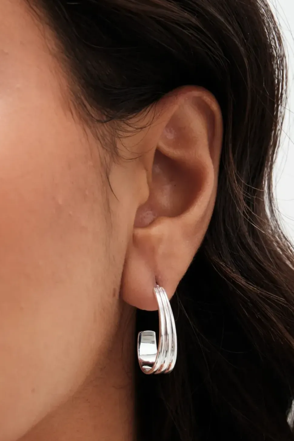 Sterling Silver 925 Polished Concave Hoop Earrings