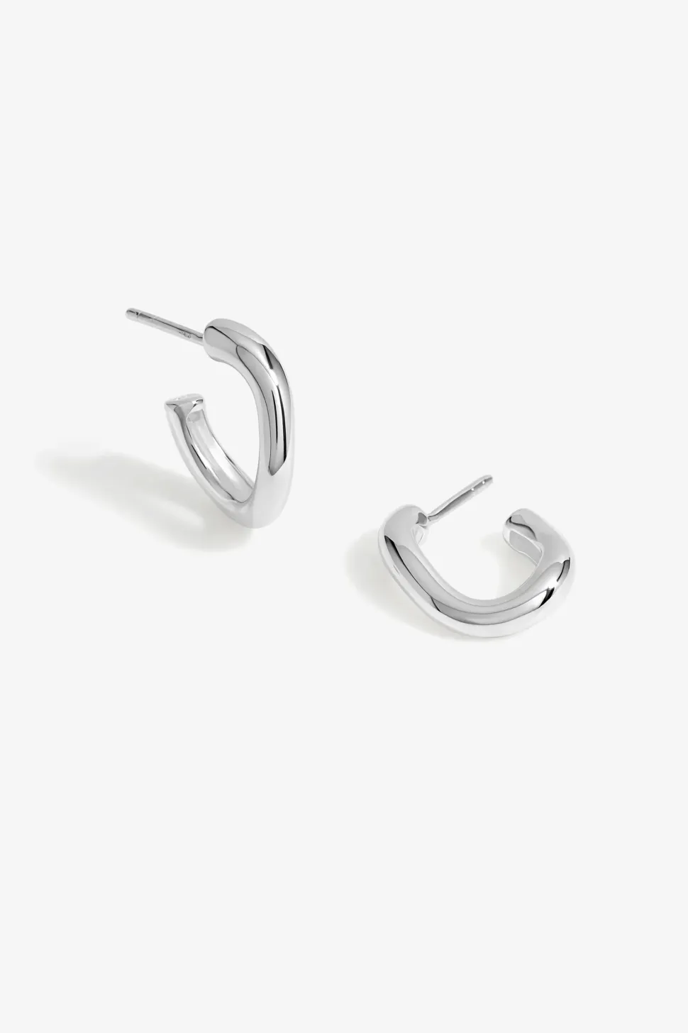 Sterling Silver 925 Polished Curve Twist Hoop Earrings