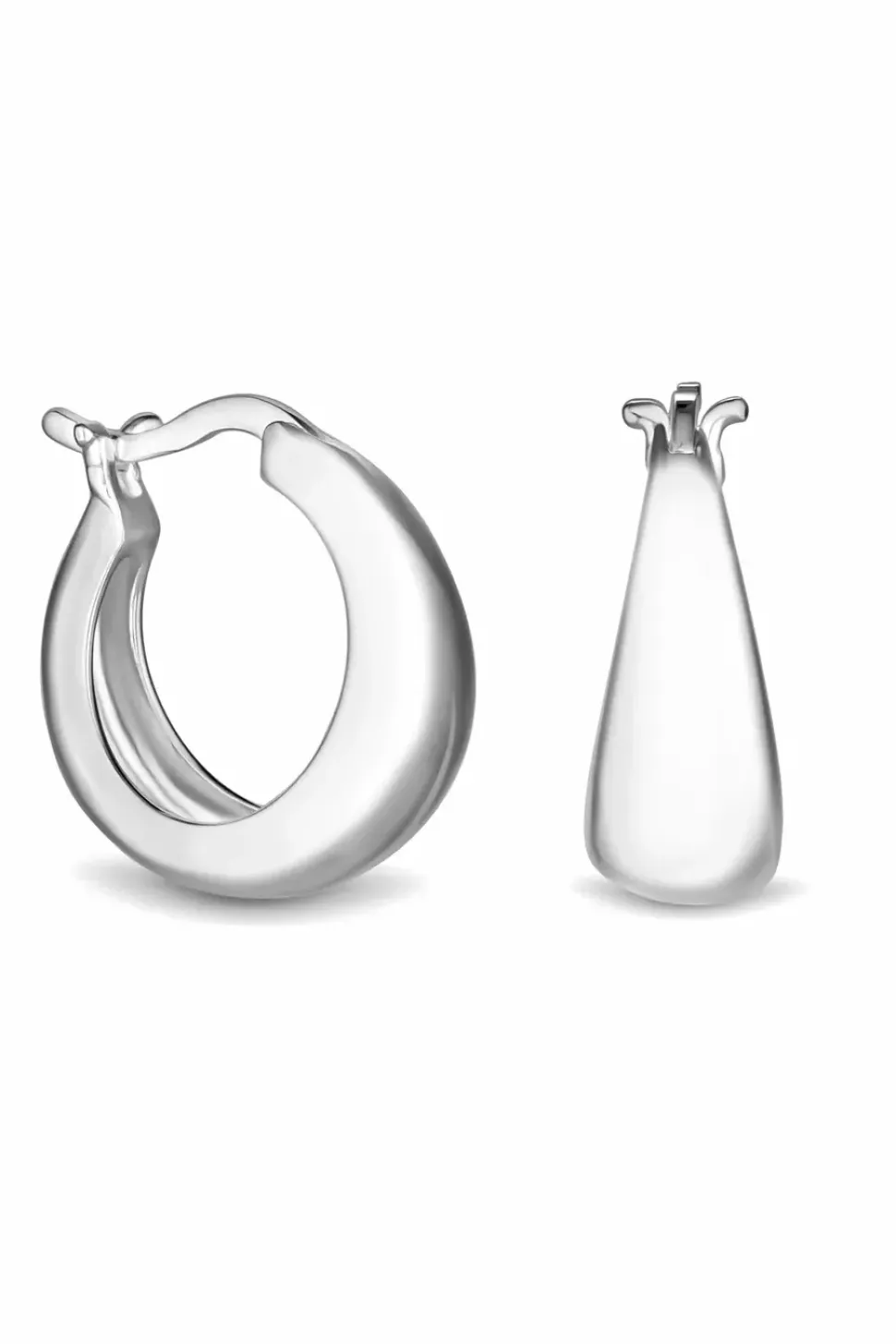 Sterling Silver 925 Polished Diamond Cut Clover Charm Hoop Earrings