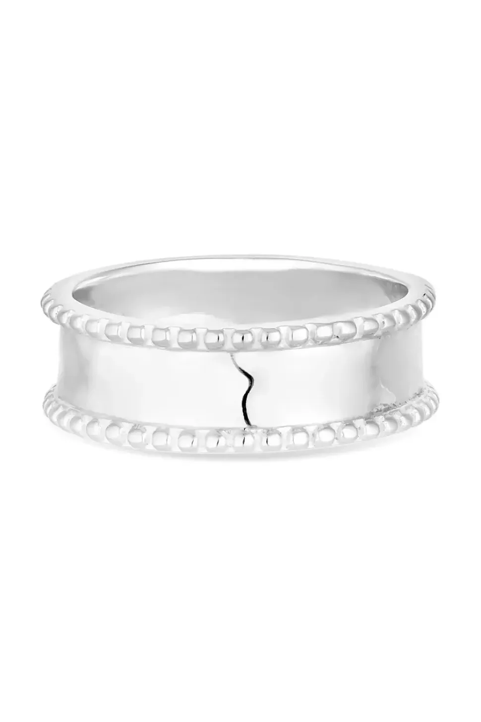 Sterling Silver 925 Polished Fluid Bead Band Ring