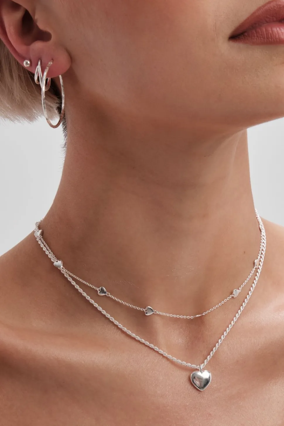 Sterling Silver 925 Polished Heart Necklace