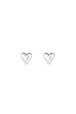 Sterling Silver 925 Polished Heart Stud Earrings