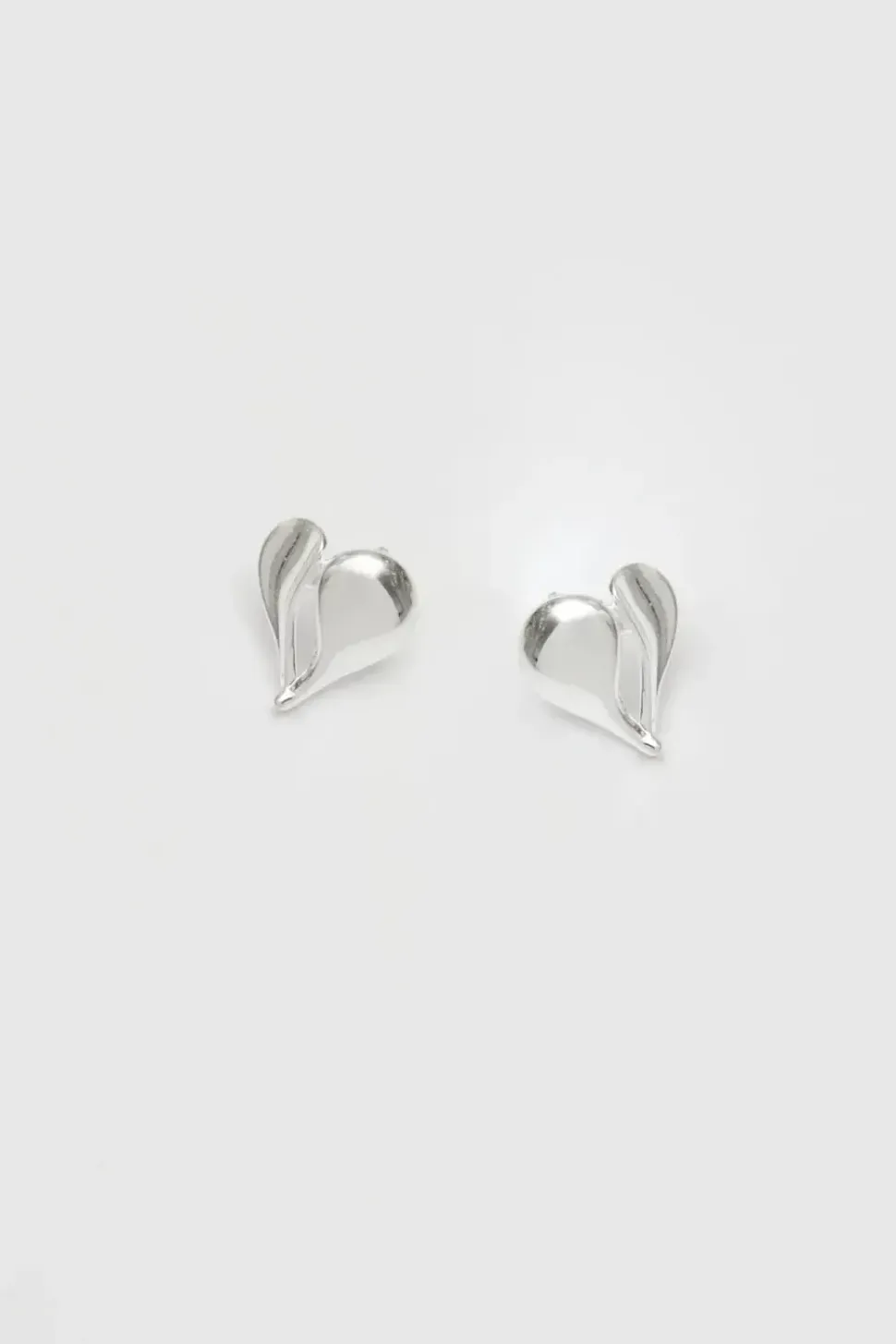 Sterling Silver 925 Polished Heart Stud Earrings