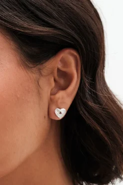 Sterling Silver 925 Polished Knot Heart Stud Earrings