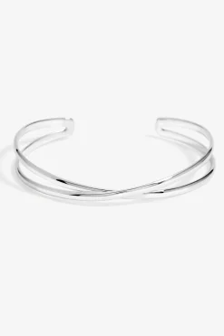 Sterling Silver 925 Polished Open Crossover Cuff