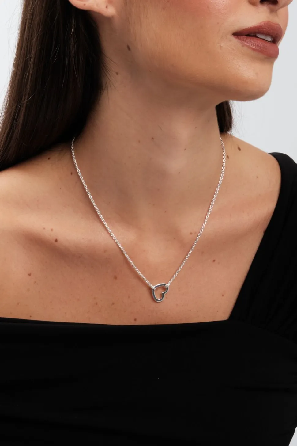 Sterling Silver 925 Polished Open Heart Necklace