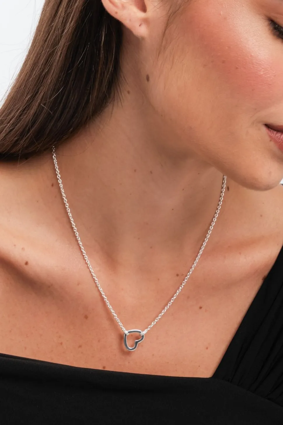 Sterling Silver 925 Polished Open Heart Necklace