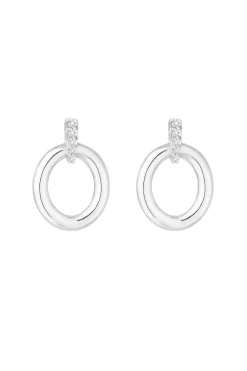 Sterling Silver 925 Polished Oval Link Drop Earrings