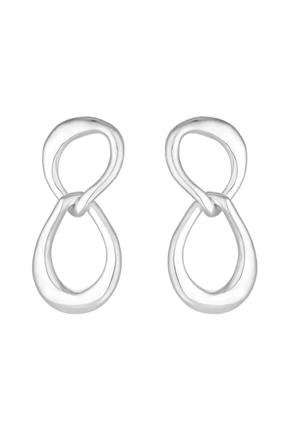 Sterling Silver 925 Polished Oval Link Drop Earrings