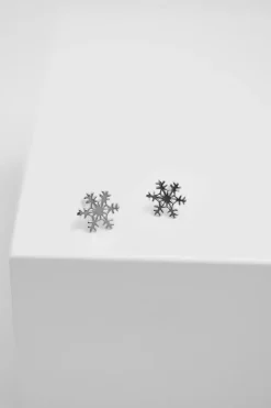 Sterling Silver 925 Polished Snowflake Earrings