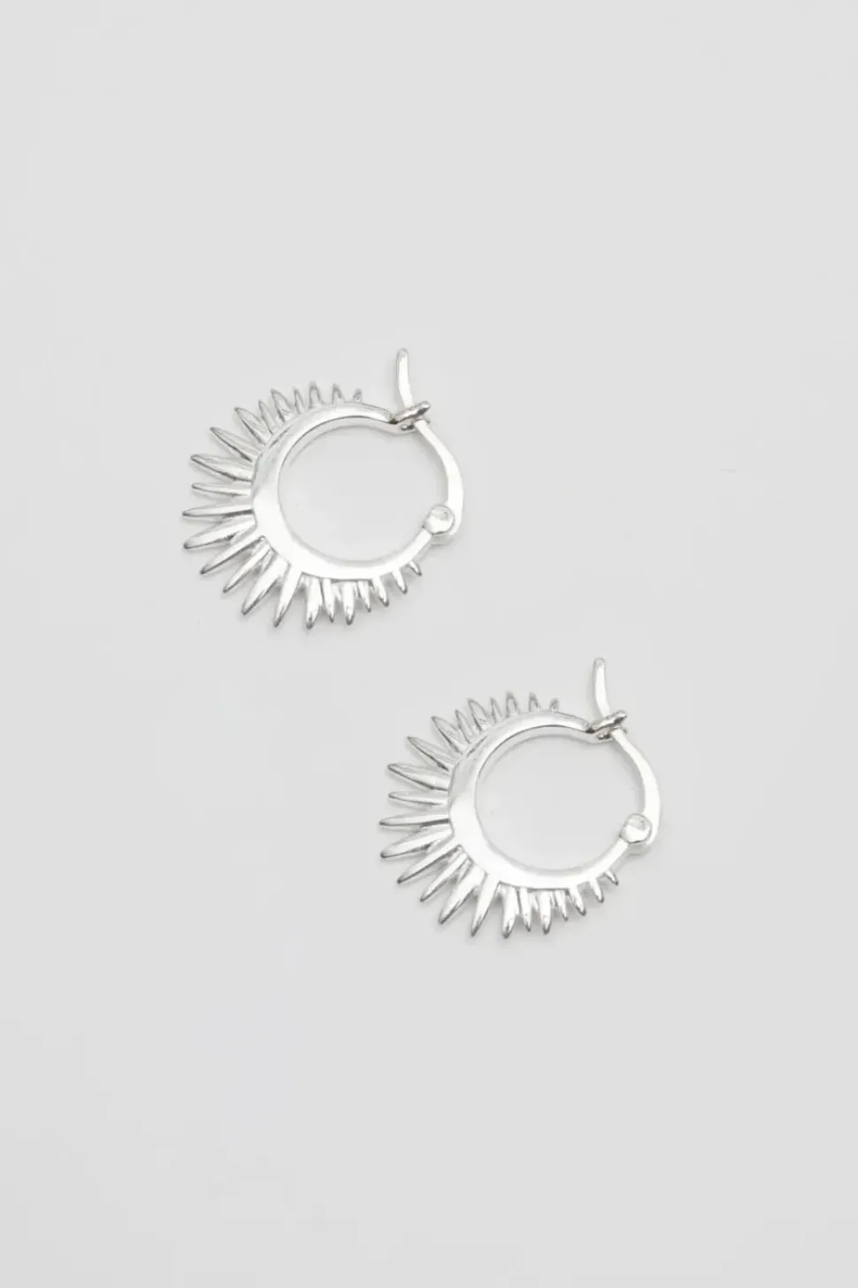Sterling Silver 925 Polished Starburst Hoop Earrings