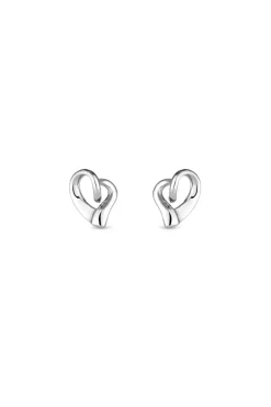 Sterling Silver 925 Polished Tapered heart Earrings