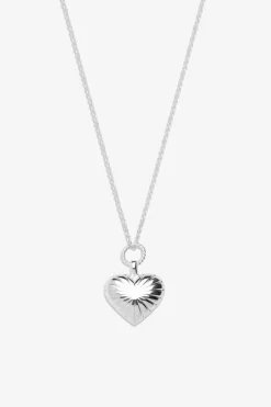 Sterling Silver 925 Ridged Heart Pendant