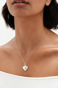 Sterling Silver 925 Ridged Heart Pendant