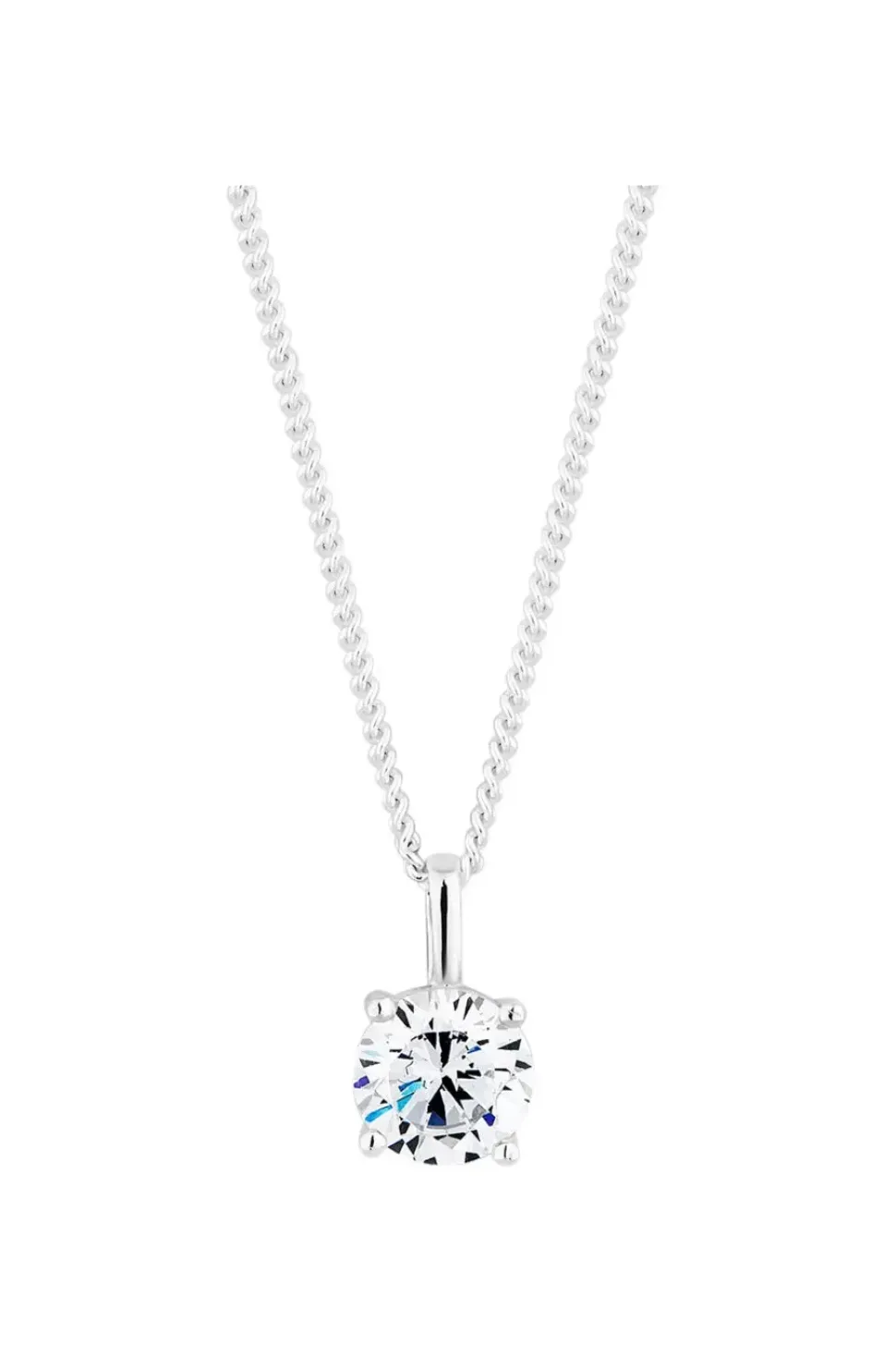 Sterling Silver 925 Round Brilliant Pendant Necklace