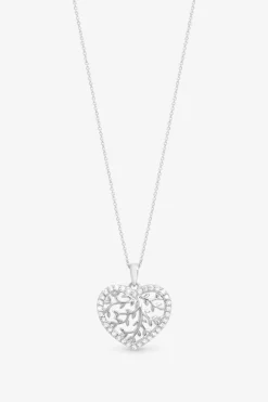 Sterling Silver 925 Tree Of Love Heart Pendant