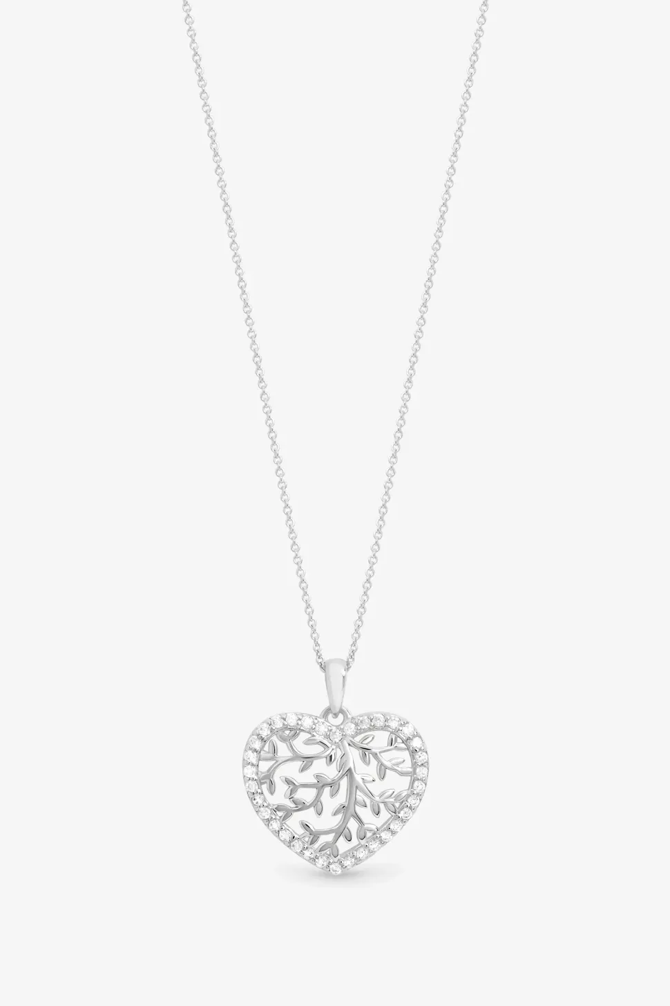 Sterling Silver 925 Tree Of Love Heart Pendant