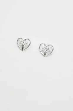 Sterling Silver 925 Tree of Love Heart Stud Earrings