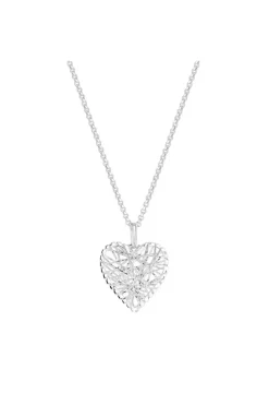 Sterling Silver 925 Wire Wrap Heart Pendant Necklace