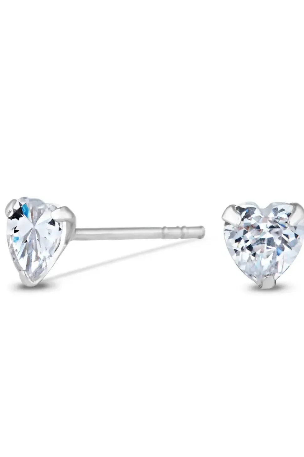 Sterling Silver 925 With Cubic Zirconia 5Mm Heart Stud Earrings