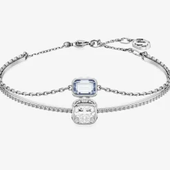 Stilla Blue Mixed Cuts Rhodium Plated Bangle 5668244 (M)