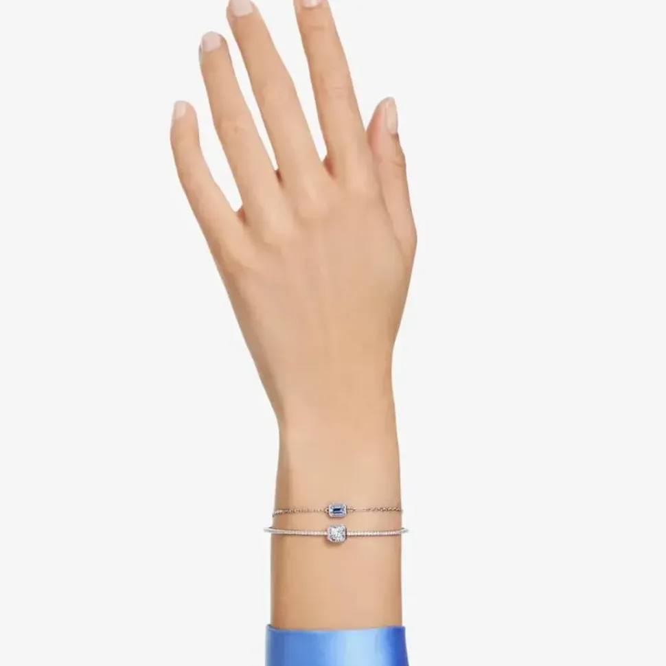 Stilla Blue Mixed Cuts Rhodium Plated Bangle 5668244 (M)