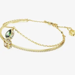 Stilla Green Mixed Cuts Gold Tone Plated Bangle 5662924 (M)