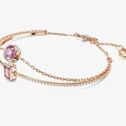 Stilla Pink Mixed Cuts Rose Gold Tone Plated Bangle 5668243 (M)