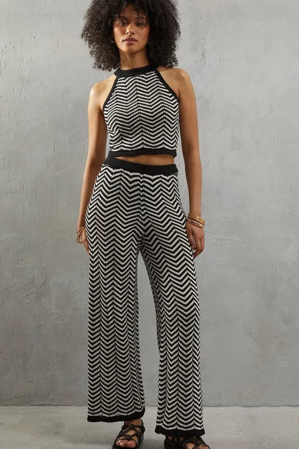 Stitch Crochet Knitted Wide Leg Trouser