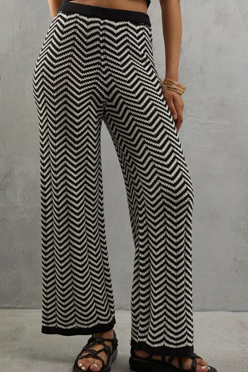 Stitch Crochet Knitted Wide Leg Trouser