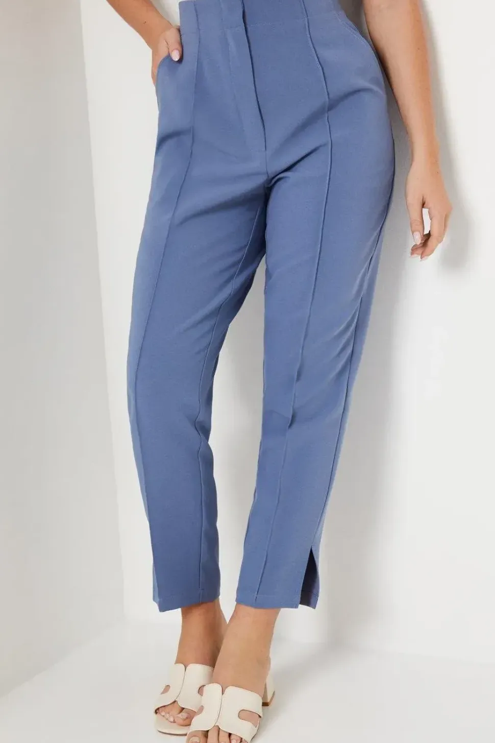 Stitch Detail Slim Leg Trousers