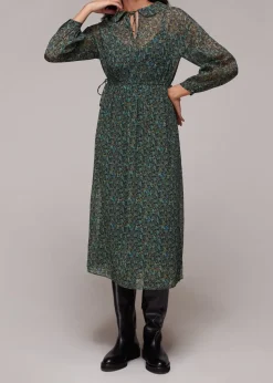 Stitch Floral Print Midi Dress-