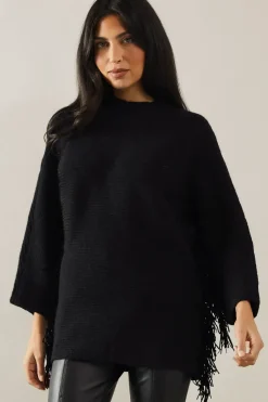 Stitchy Fringe Batwing Jumper