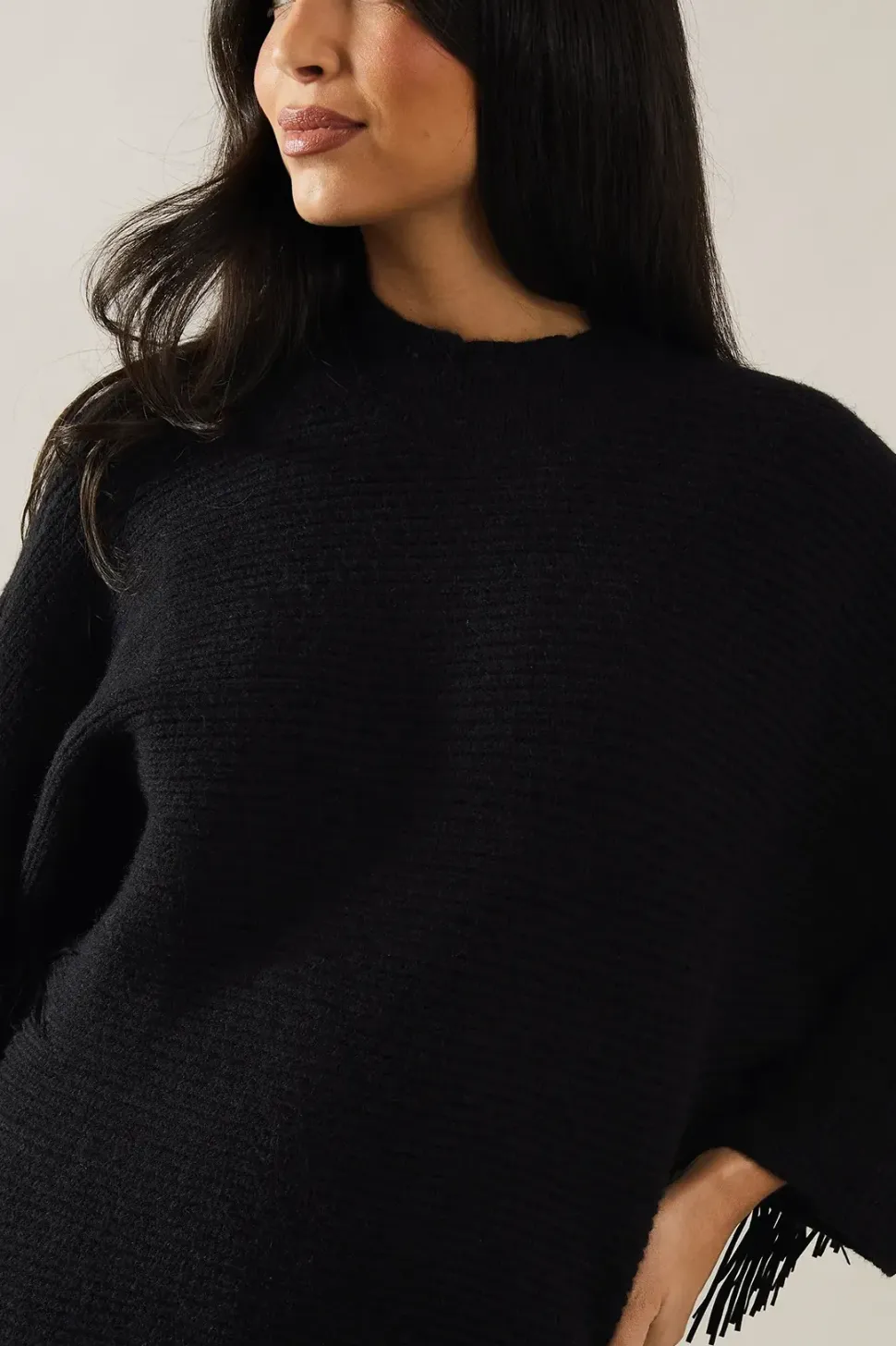Stitchy Fringe Batwing Jumper