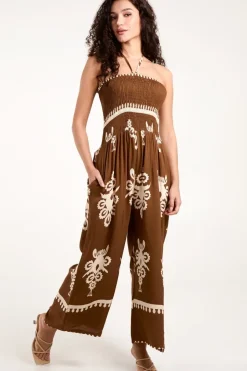 Strapless Elasticated Jumpsuit With Pocket