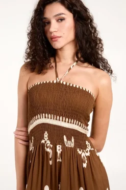Strapless Elasticated Jumpsuit With Pocket