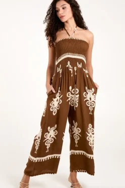 Strapless Elasticated Jumpsuit With Pocket