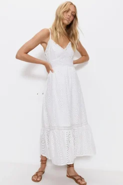 Strappy Broderie Maxi Dress