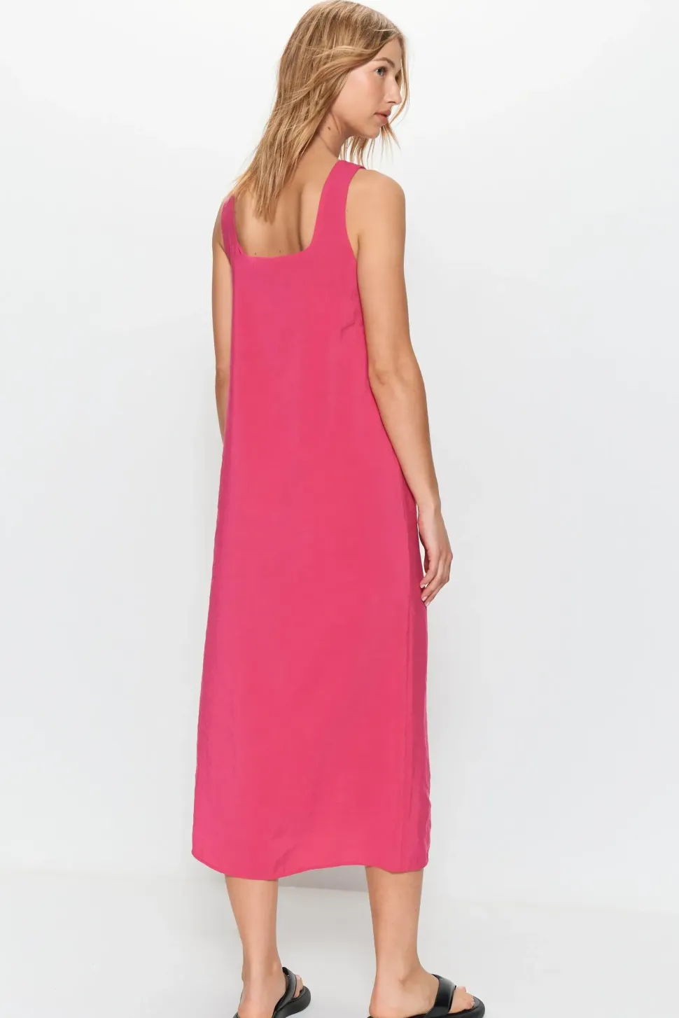 Strappy Square Neck Textured Midi Dress