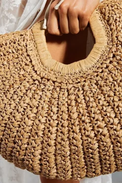 Straw Half Moon Bag