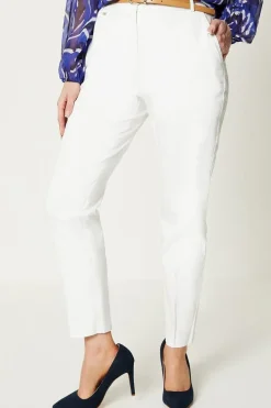 Stretch Cigarette Belted Trousers