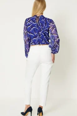 Stretch Cigarette Belted Trousers